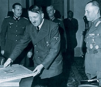 Adolf Hitler awarded Marshal's baton to Erwin Rommel in 21 June 1942.jpg