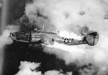 B-24 on fire.JPG