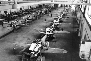 Bf 109G-6s in a German aircraft factory.jpg