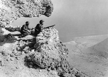 British intelligence agents monitor the movements of the enemy on the Western Desert near the Egyptian-Libyan border in Egypt.jpg