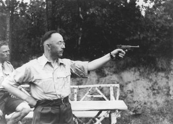 Himmler aiming a pistol P08.jpg