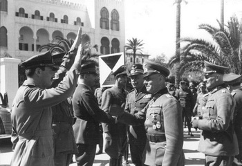 Italian General Gariboldi、 Erwin Rommel and Johannes Streich to Tripoli, Libya, 12 Feb 1941.jpg