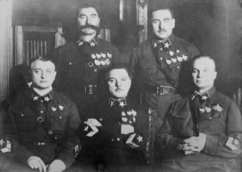 Mikhail Tukhachevsky, Semyon Budyonny, Kliment Voroshilov, Vasily Blyukher, Aleksandr Yegorov.jpg