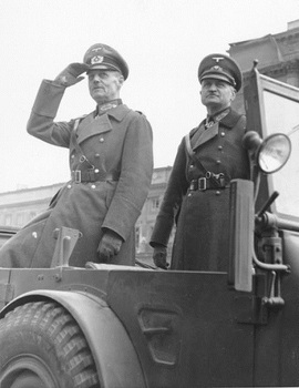 Rundstedt and Blaskowitz reviewing the German victory parade before the opera house in Warsaw, Poland, 2 Oct 1939.jpg