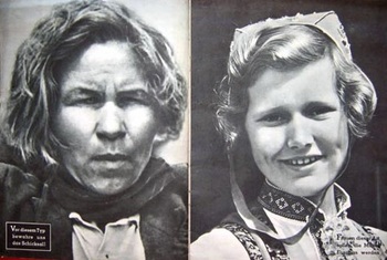Russian subhuman woman compared to a happy German Aryan.jpg